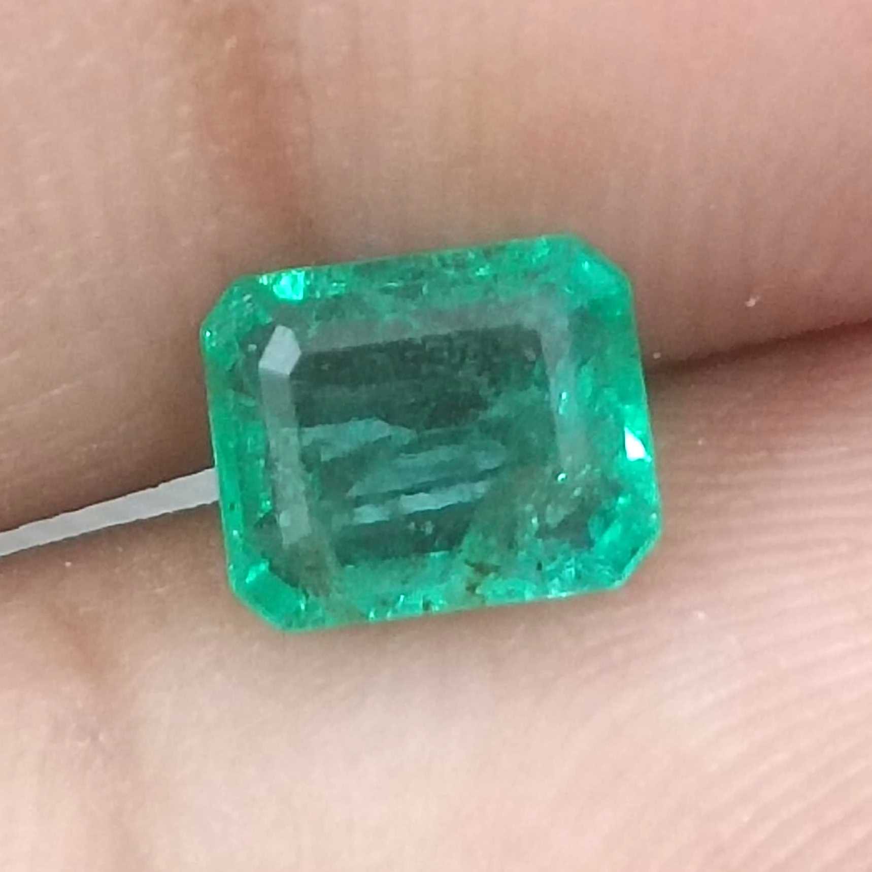 1.15ct GSI Certified Medium Light Green Emerald Minor Oiled Loose Gemstone/