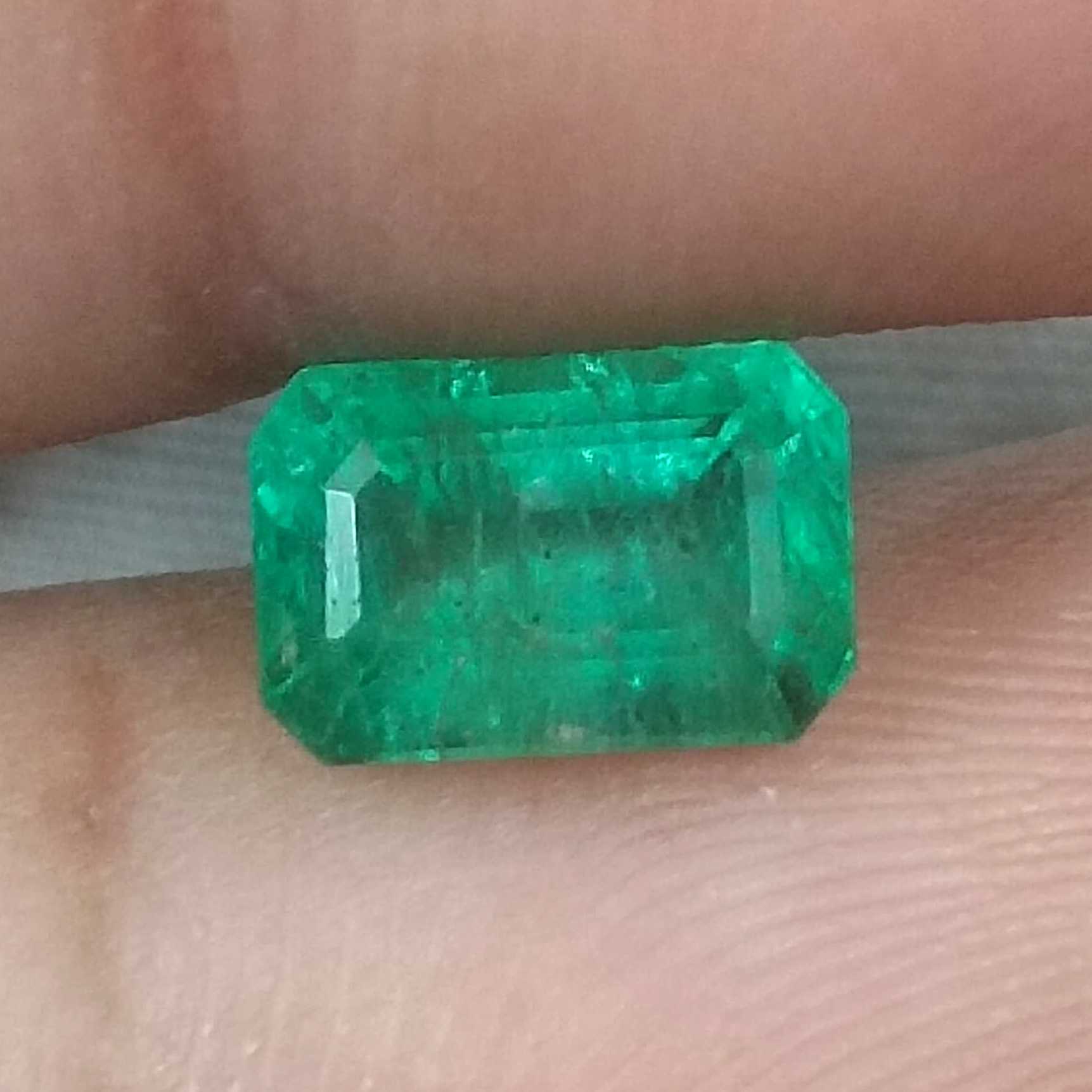 1.81ct GSI Certified Medium Deep Golden Green Emerald Minor Oiled Loose Gemstone /