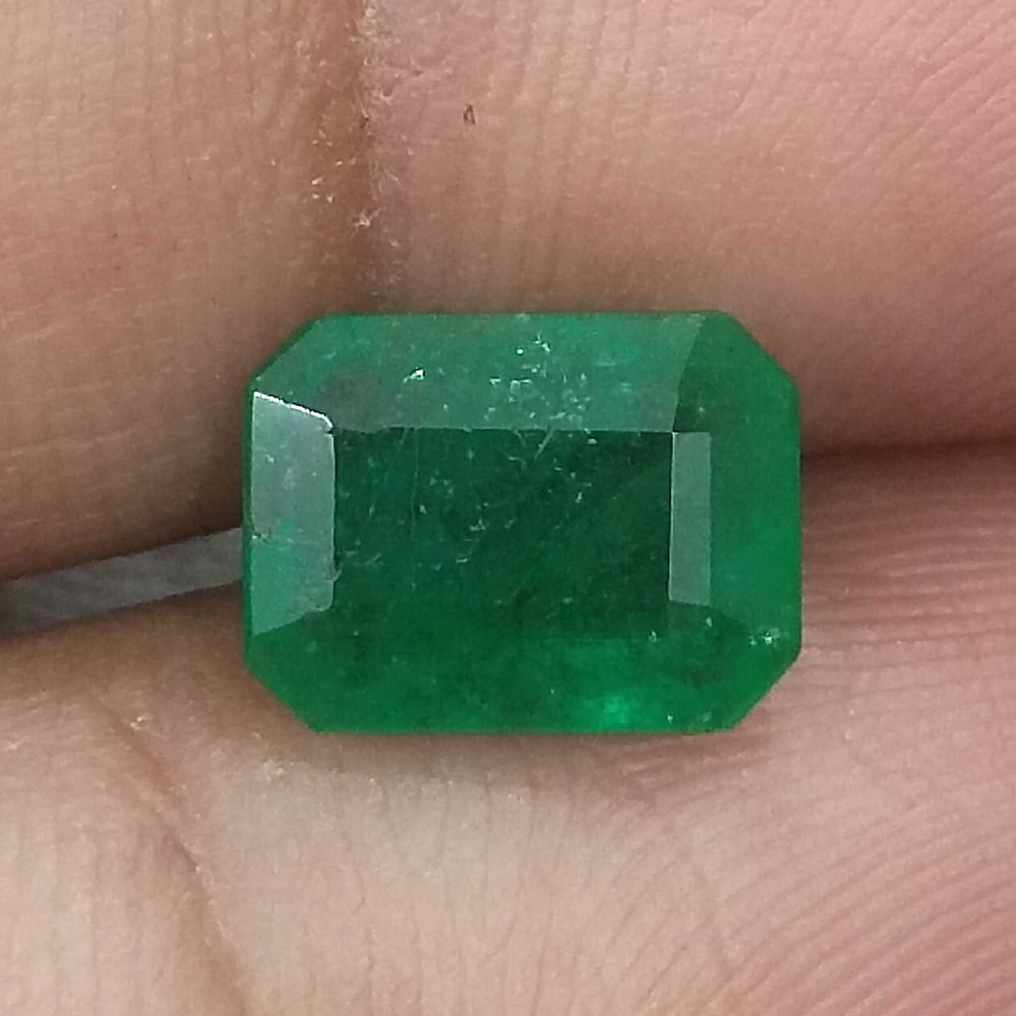 2.20ct GSI Certified Deep Velvet Green Emerald Cut Zambian Emerald /