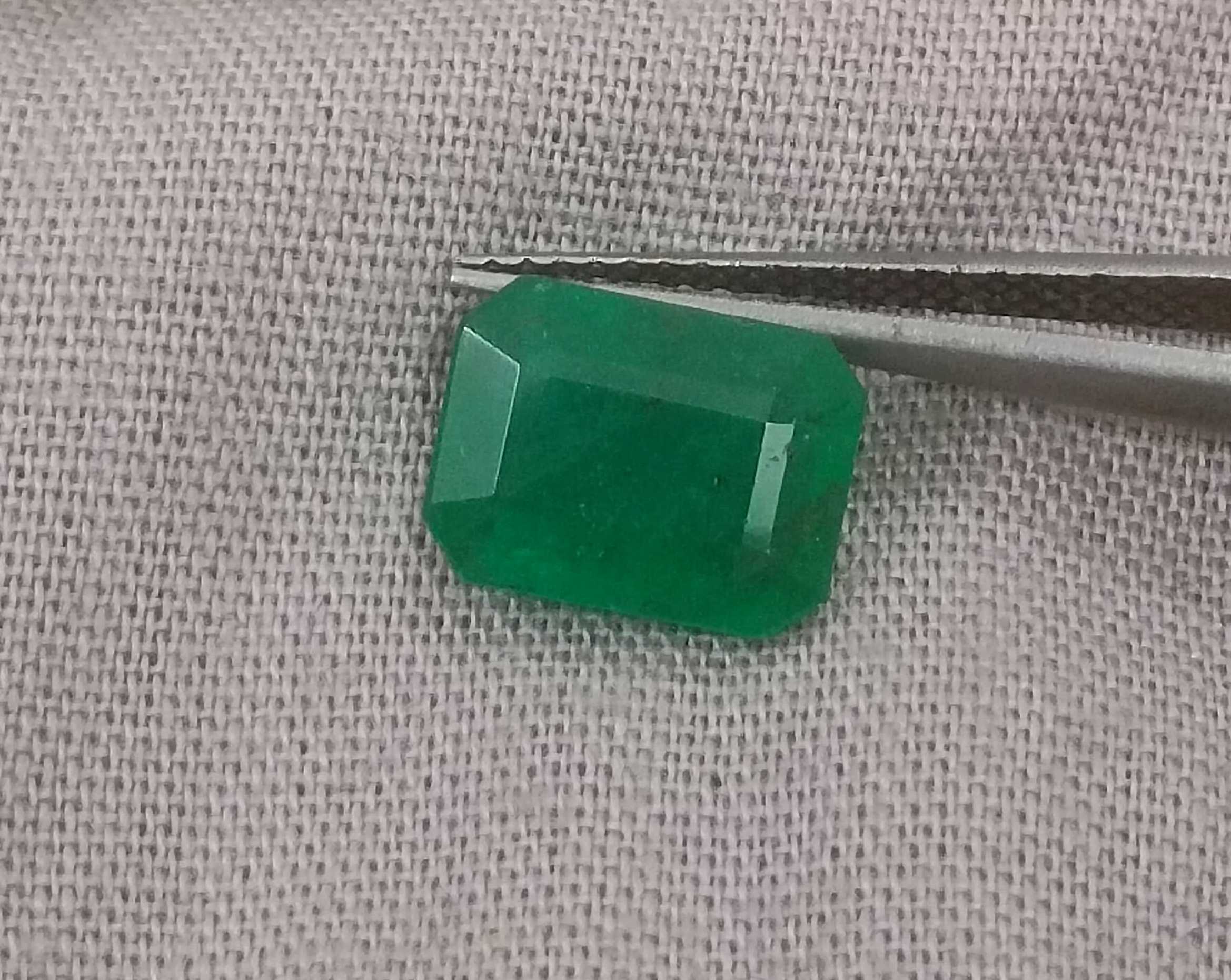 2.20ct GSI Certified Deep Velvet Green Emerald Cut Zambian Emerald 