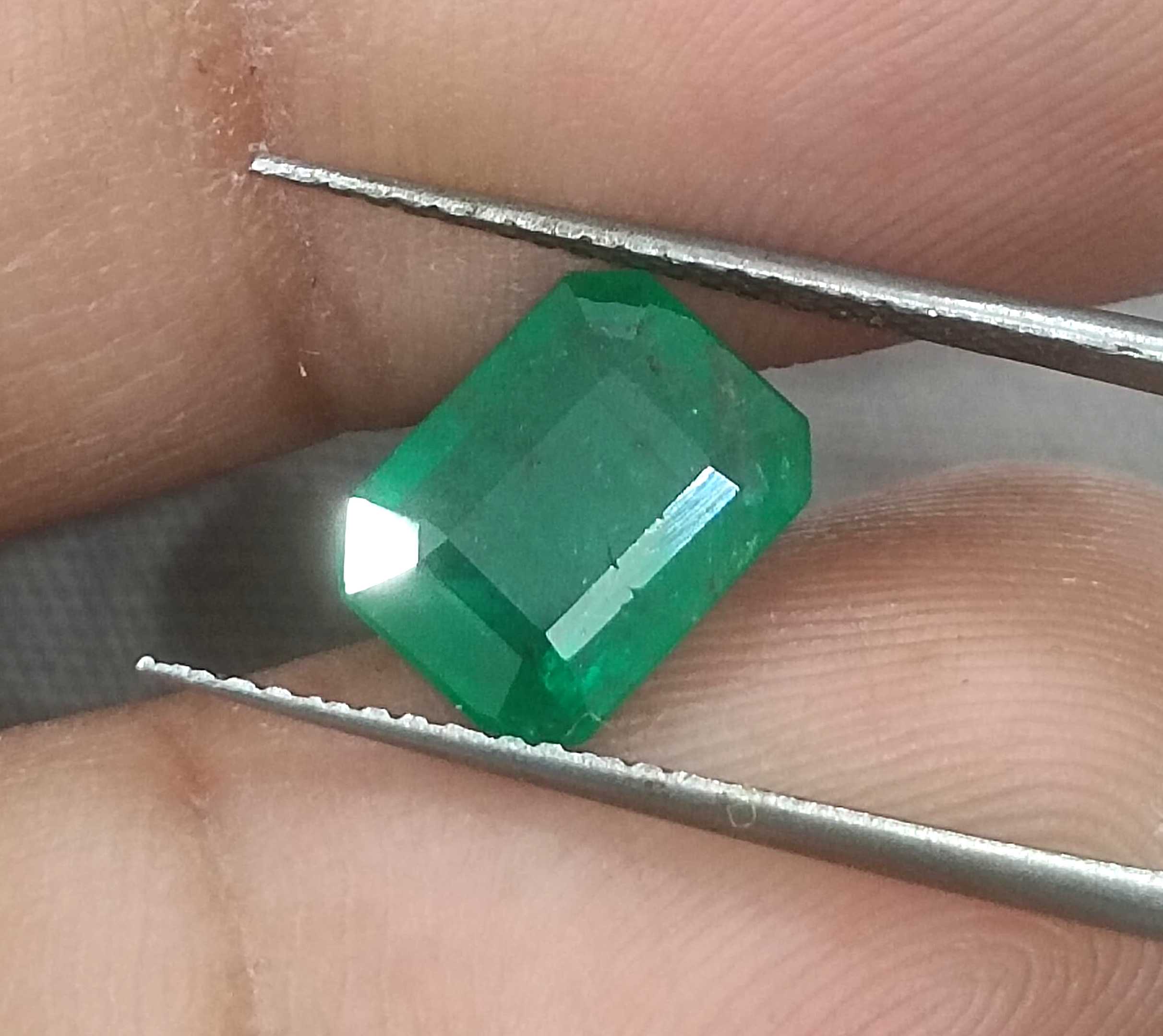 2.20ct GSI Certified Deep Velvet Green Emerald Cut Zambian Emerald 