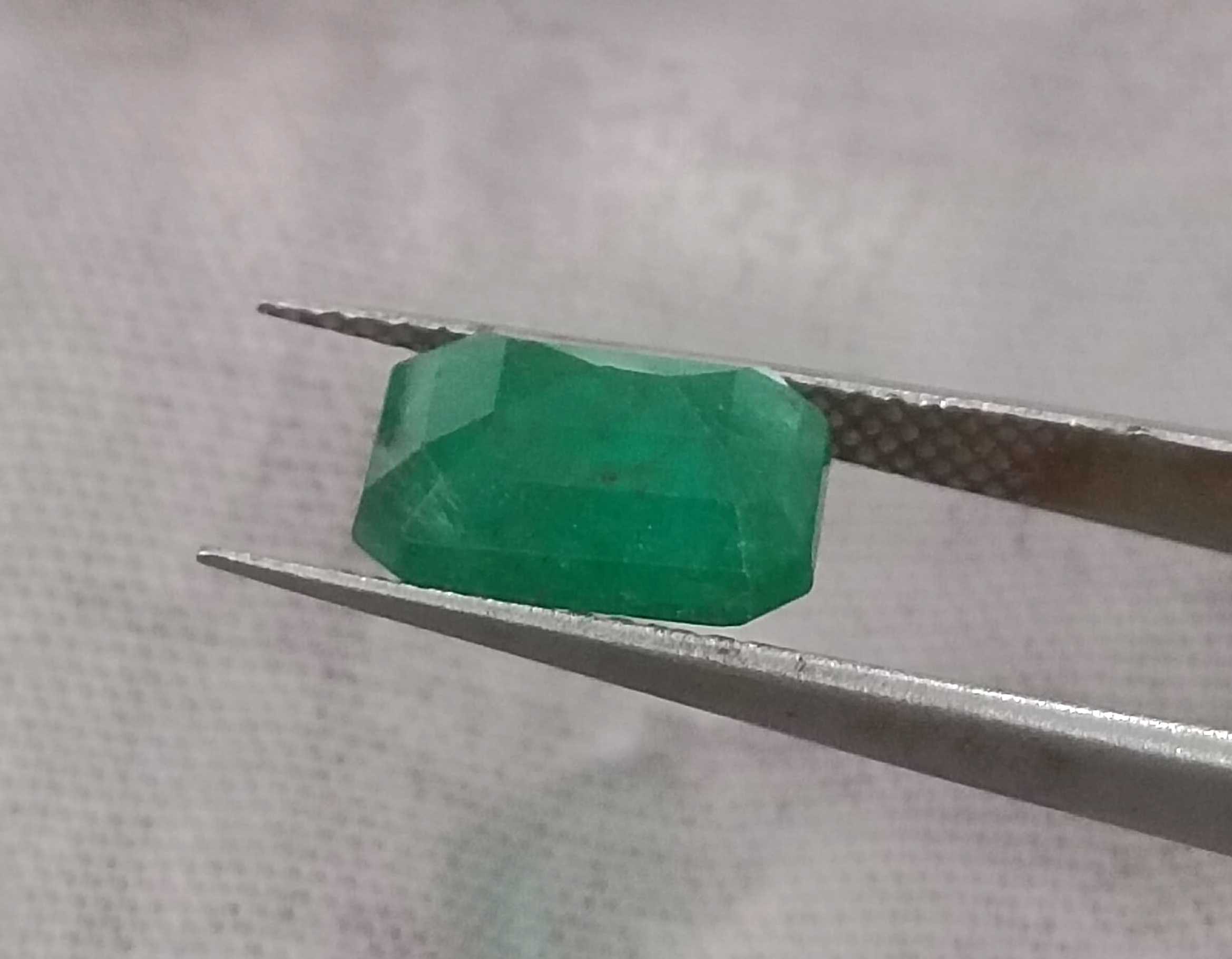 2.20ct GSI Certified Deep Velvet Green Emerald Cut Zambian Emerald 