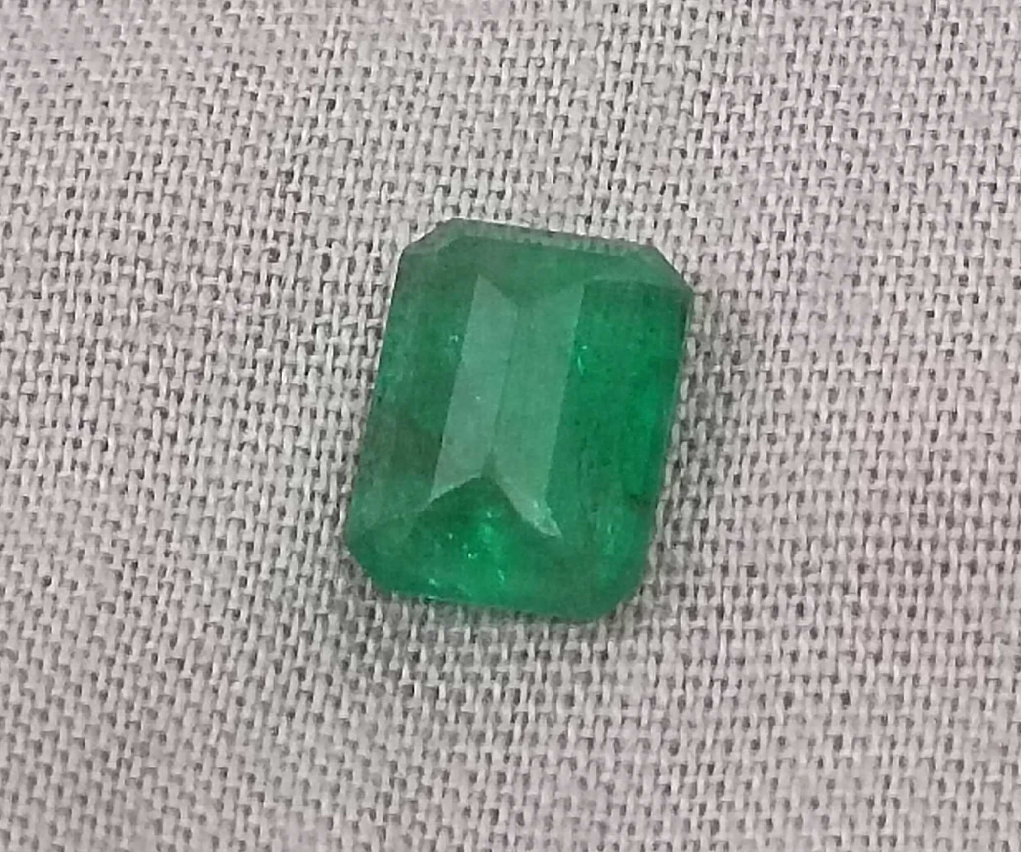 1.78ct GSI Certified Deep Glass Green Emerald Cut Zambian Emerald