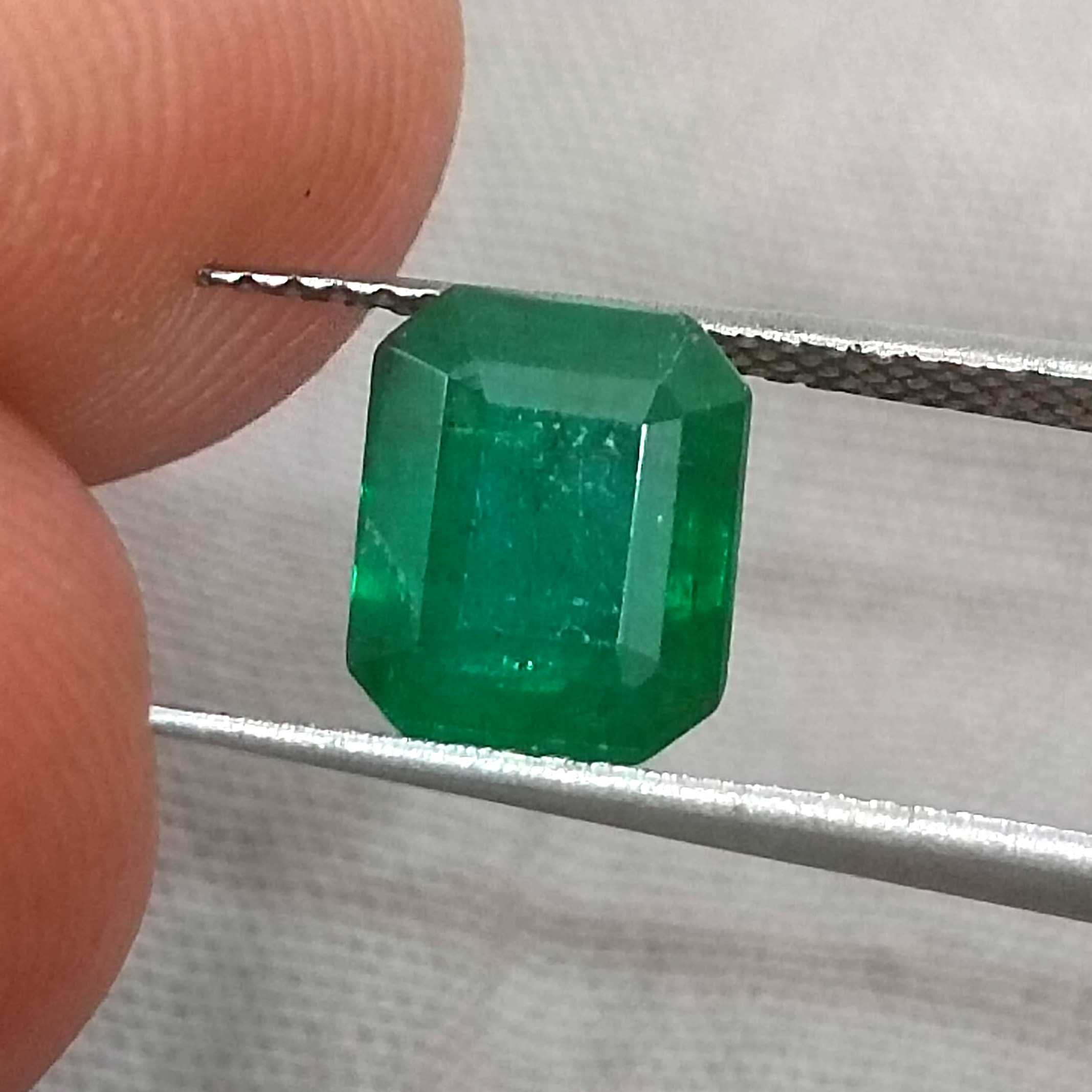 1.89ct Vivid Deep Green Emerald Cut Zambian Emerald /