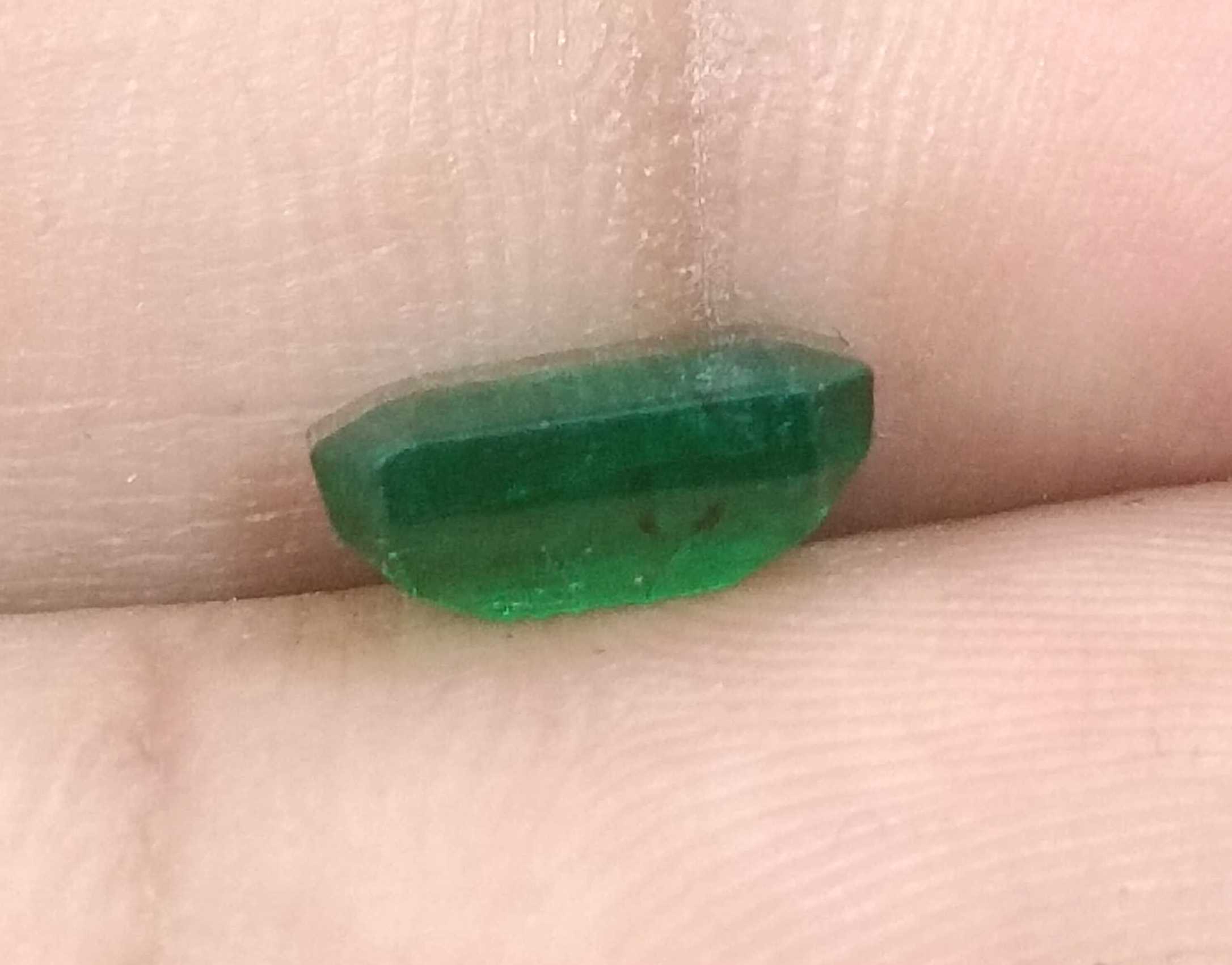 1.72ct Deep Bright Golden Green Emerald Cut Zambian Emerald 