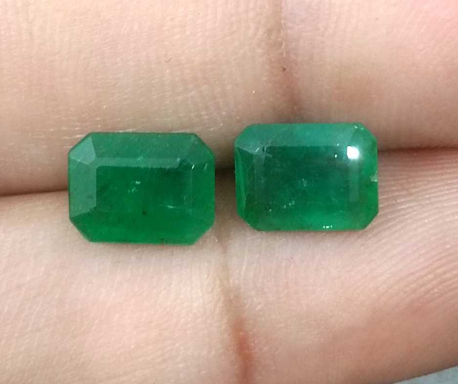 3.63ct 2pcs emerald cut deep green emerald pair loose zambian gemstone