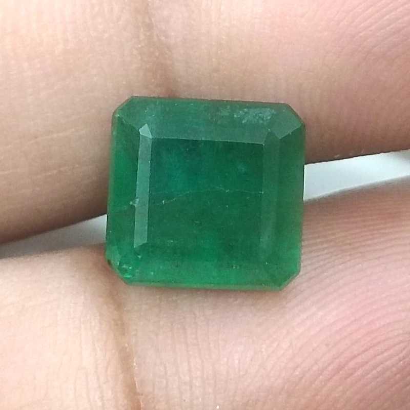 5.30ct Deep Green Emerald Cut Natural Zambian Emerald /