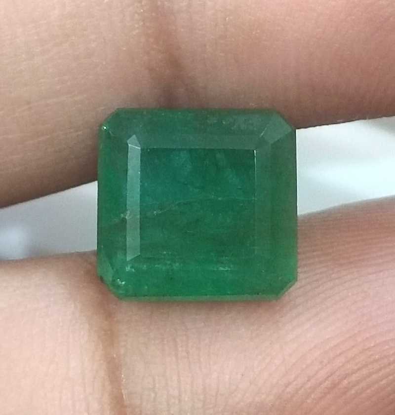 5.30ct Deep Green Emerald Cut Natural Zambian Emerald 