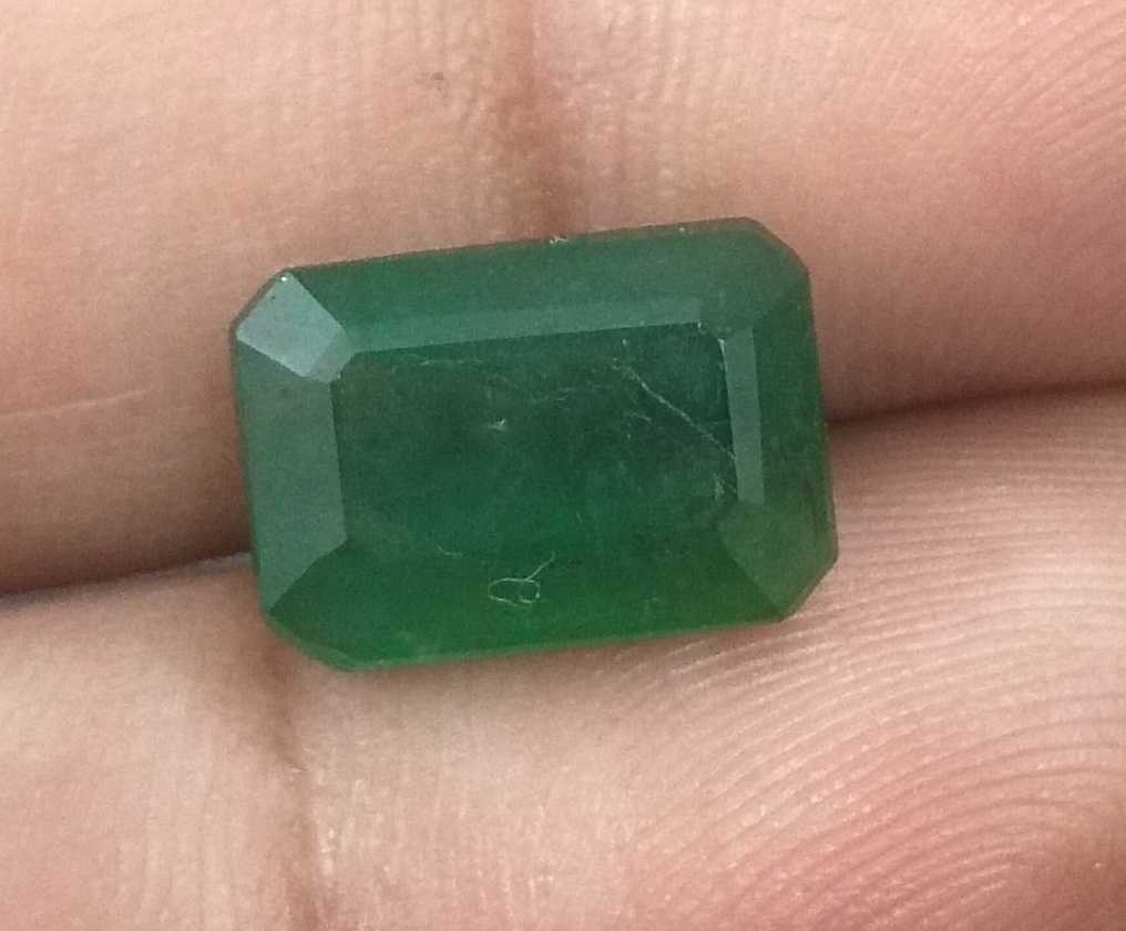 5.29ct Deep Green Zambian Emerald Moderately Clarity Enhanced Gemstone