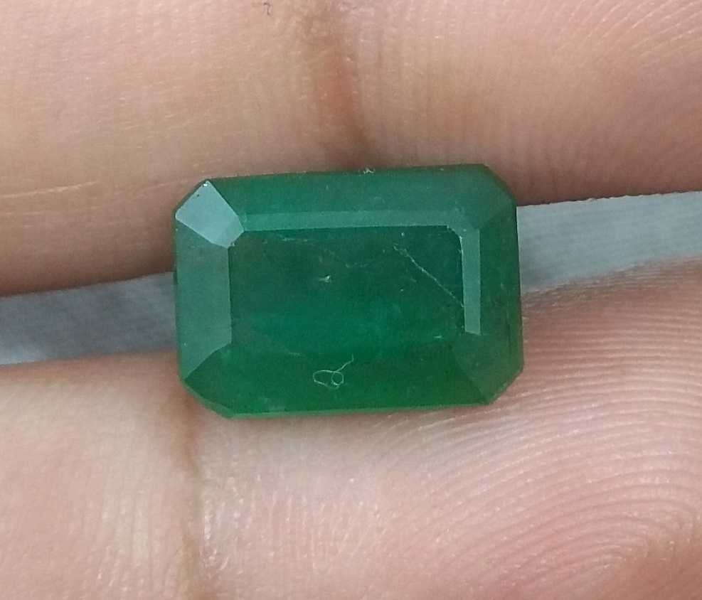5.29ct Deep Green Zambian Emerald Moderately Clarity Enhanced Gemstone