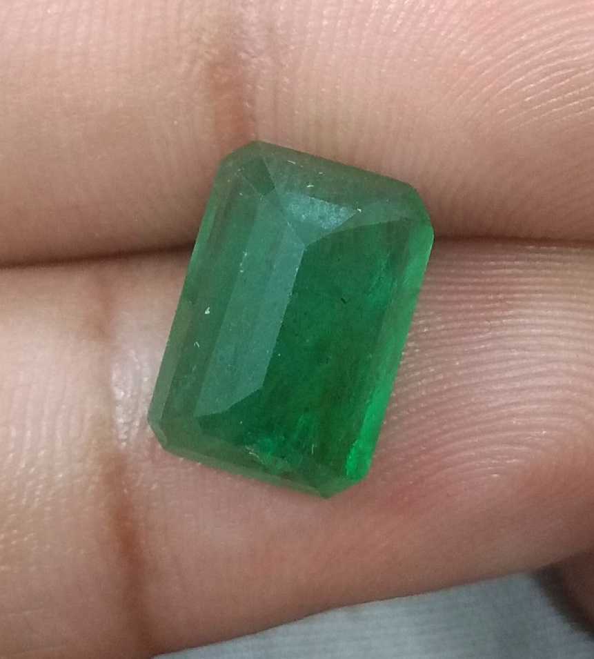 5.29ct Deep Green Zambian Emerald Moderately Clarity Enhanced Gemstone