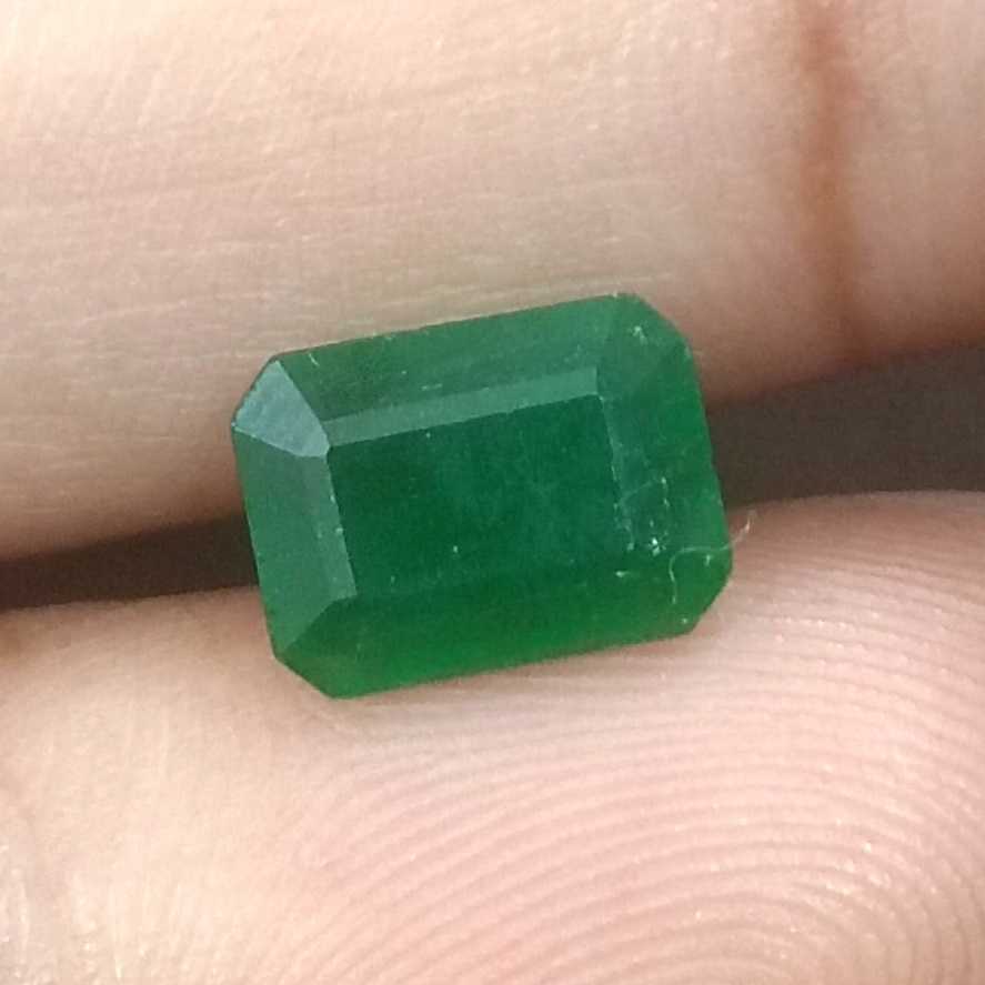GSI USA Certified 1.68ct Emerald Cut Dark Pure Green Natural Zambian Emerald /