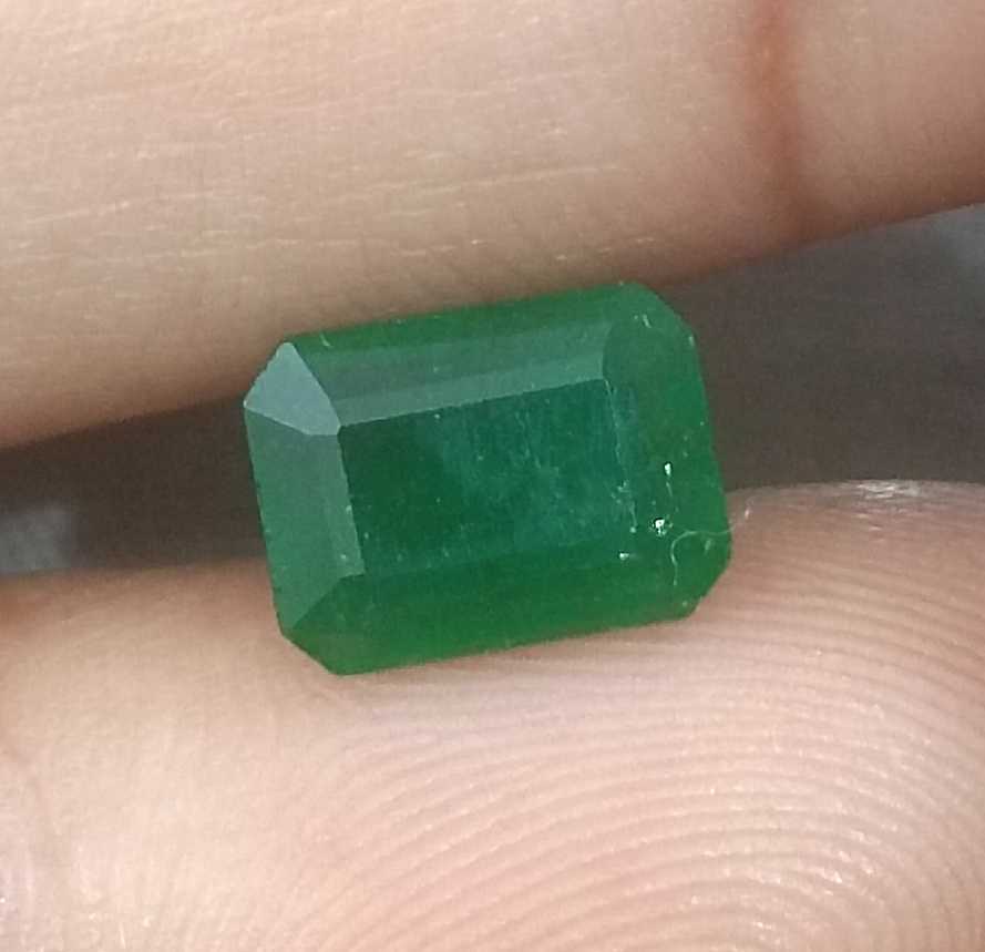 GSI USA Certified 1.68ct Emerald Cut Dark Pure Green Natural Zambian Emerald 