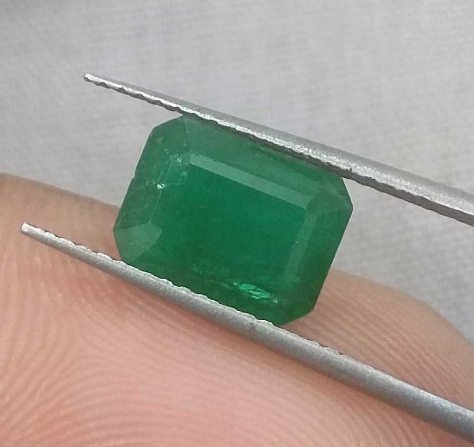 GSI USA Certified 1.68ct Emerald Cut Dark Pure Green Natural Zambian Emerald 