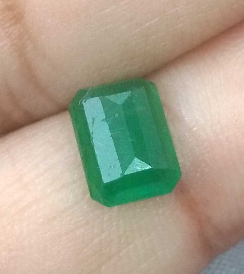 GSI USA Certified 1.68ct Emerald Cut Dark Pure Green Natural Zambian Emerald 