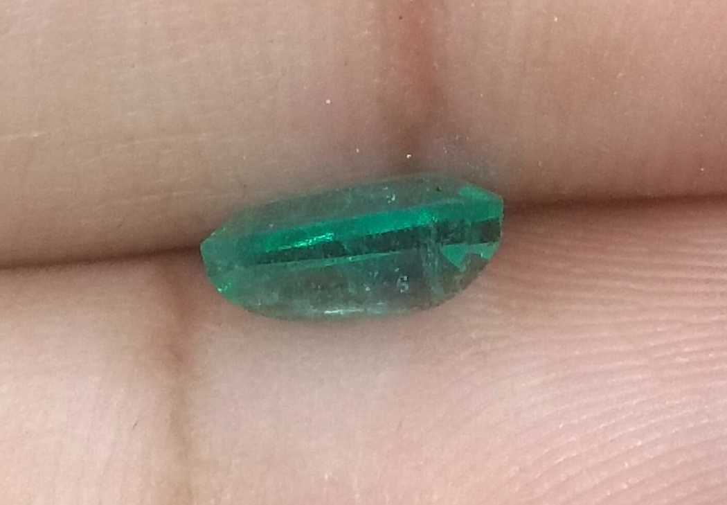 1.39ct GSI USA Certified Medium Green Emerald Cut Zambian Emerald 
