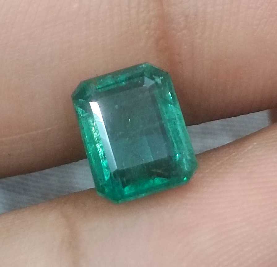 2.76CT GSI Certified Deep Metal Green Emerald Cut Zambian Emerald 