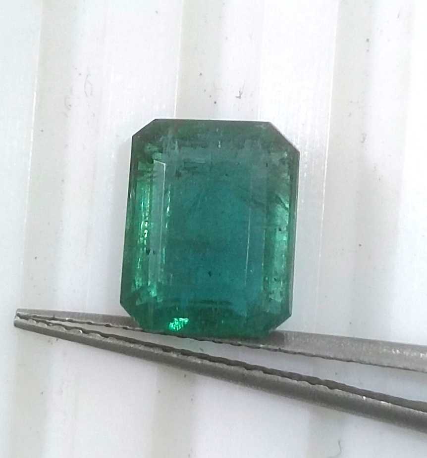 2.76CT GSI Certified Deep Metal Green Emerald Cut Zambian Emerald 