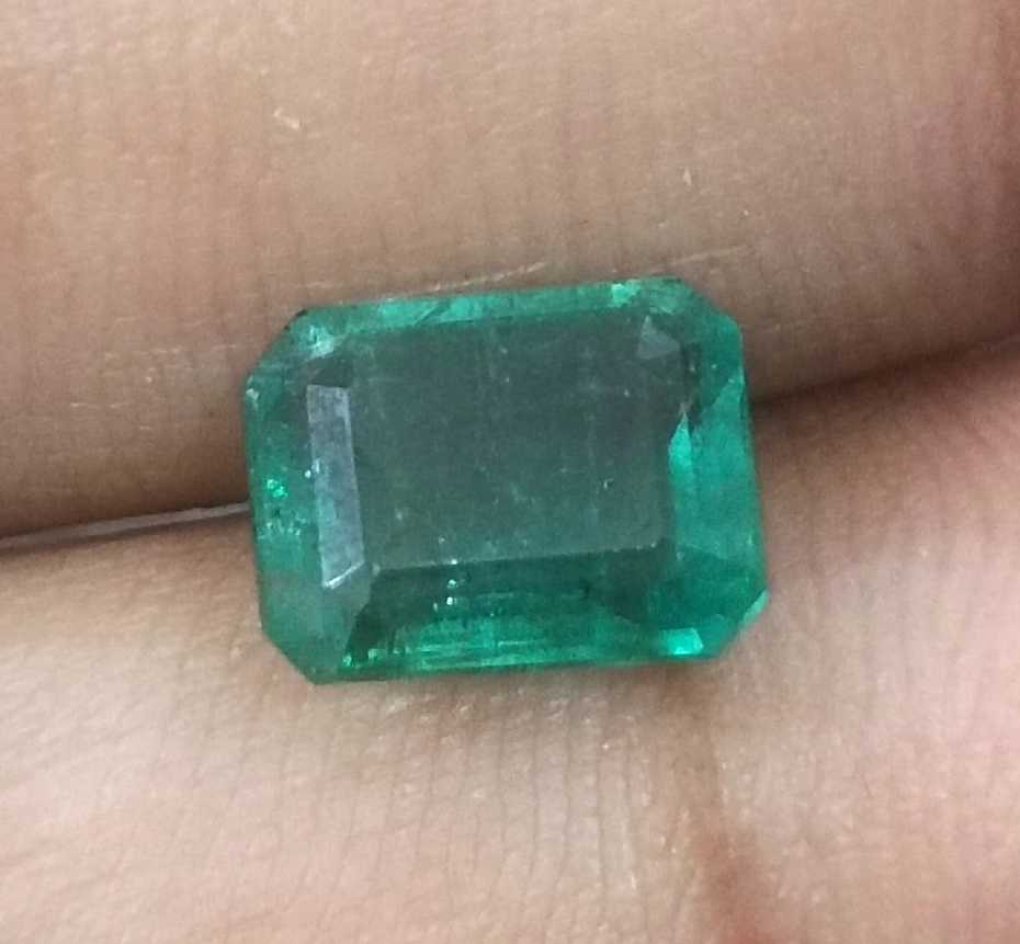 2.76CT GSI Certified Deep Metal Green Emerald Cut Zambian Emerald 