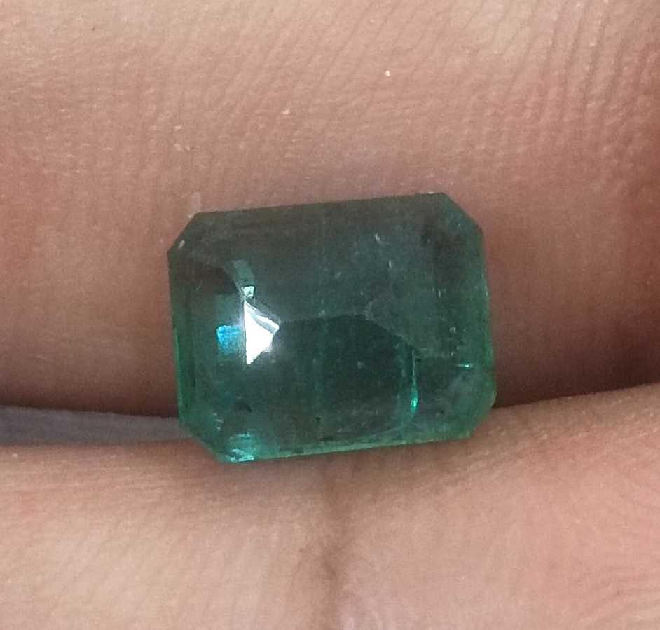 2.76CT GSI Certified Deep Metal Green Emerald Cut Zambian Emerald 
