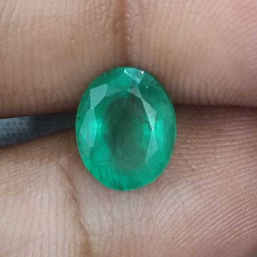 2.47ct GSI USA Certified Medium Pure Green Oval Cut Zambian Emerald /