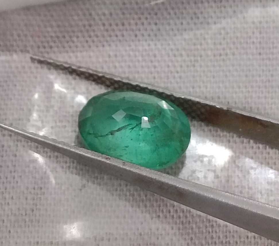 2.47ct GSI USA Certified Medium Pure Green Oval Cut Zambian Emerald 