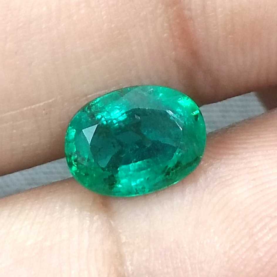 1.76ct GSI USA Certified Deep Green Oval Cut Zambian Emerald /
