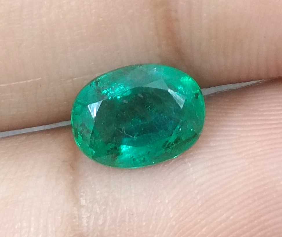 1.76ct GSI USA Certified Deep Green Oval Cut Zambian Emerald 
