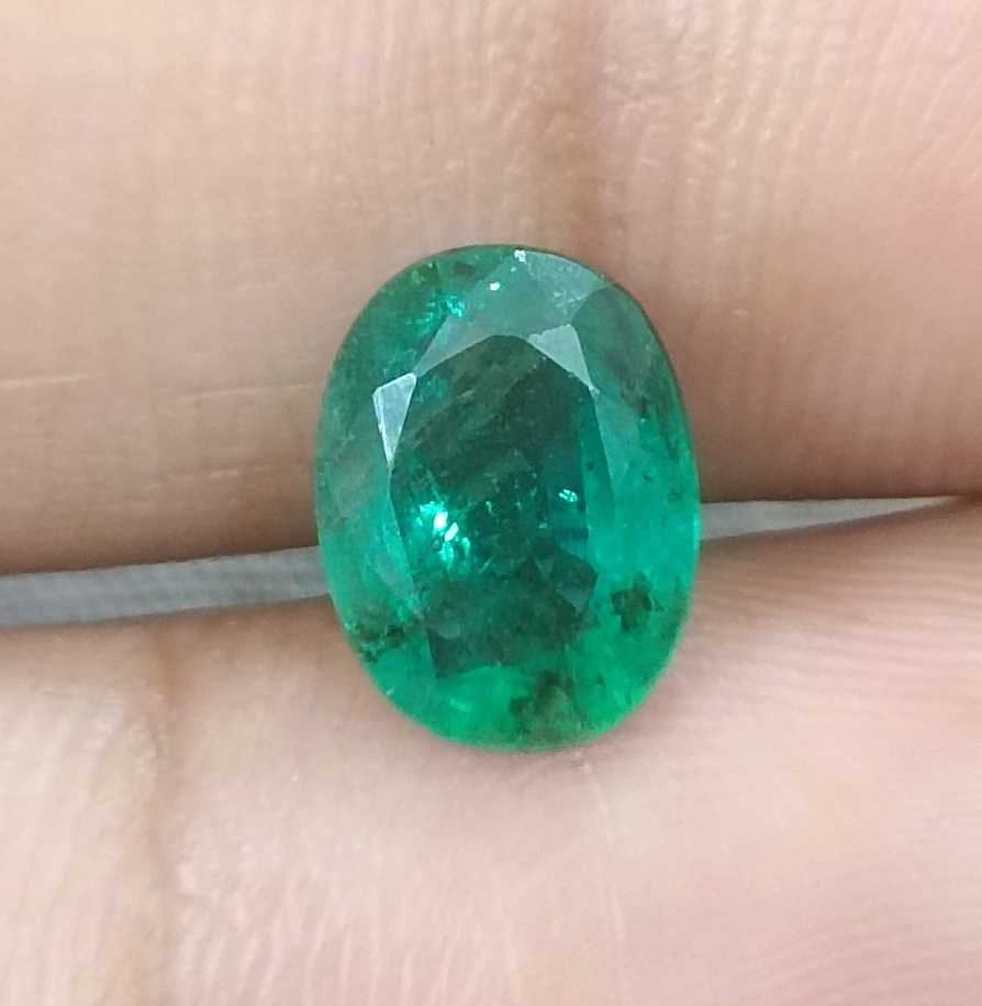 1.76ct GSI USA Certified Deep Green Oval Cut Zambian Emerald 