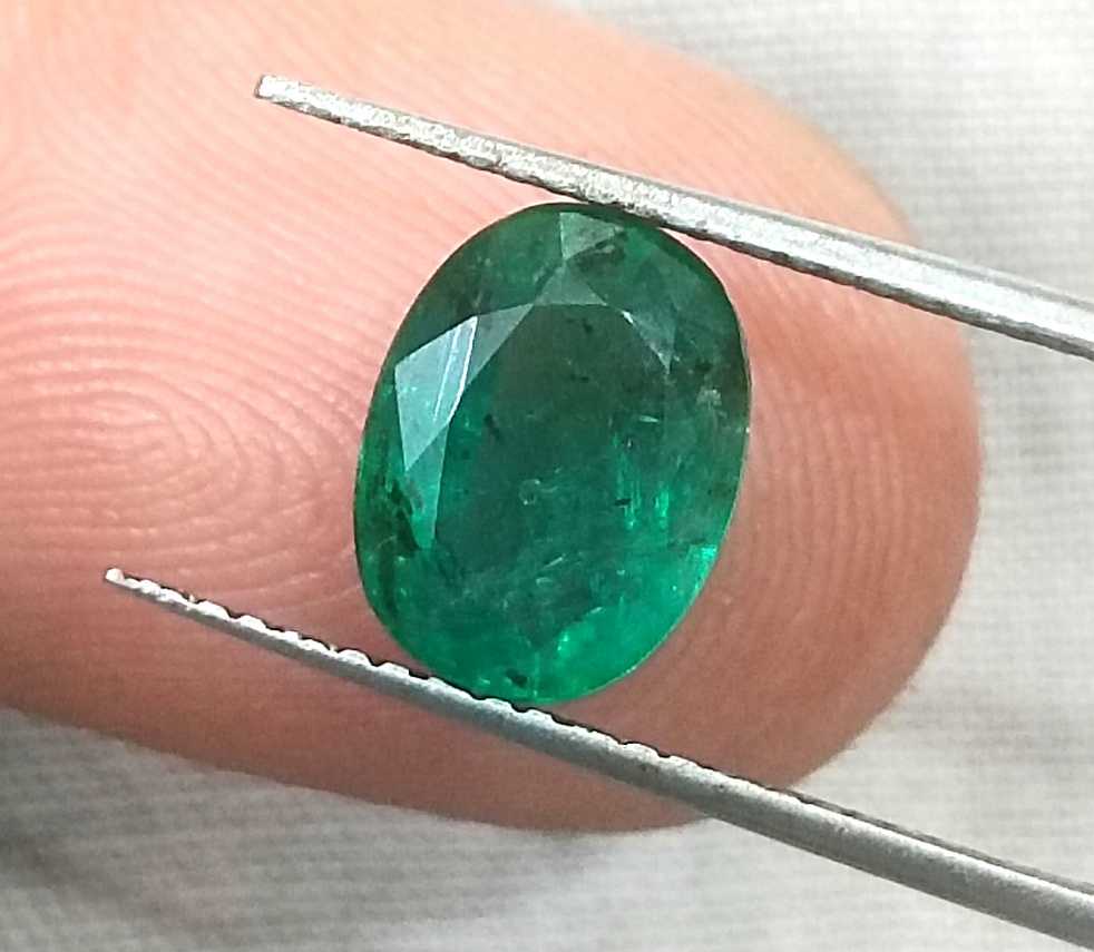 1.76ct GSI USA Certified Deep Green Oval Cut Zambian Emerald 