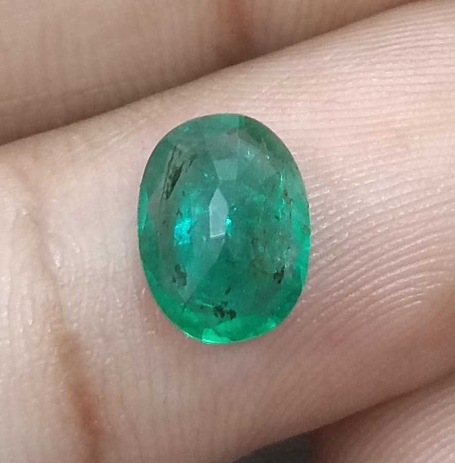 1.76ct GSI USA Certified Deep Green Oval Cut Zambian Emerald 
