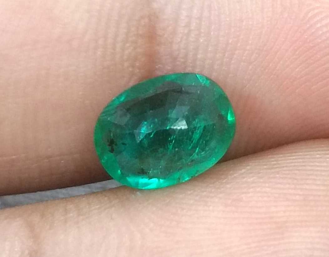 1.76ct GSI USA Certified Deep Green Oval Cut Zambian Emerald 