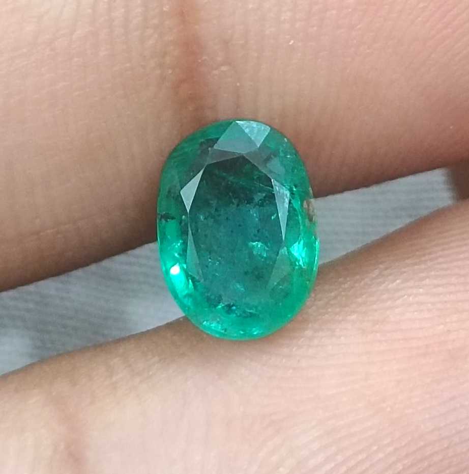 1.87ct GSI Certified Medium Deep Green Oval Cut Zambian Emerald 