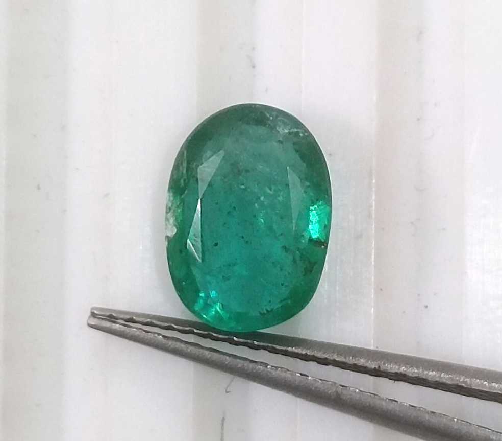 1.87ct GSI Certified Medium Deep Green Oval Cut Zambian Emerald 