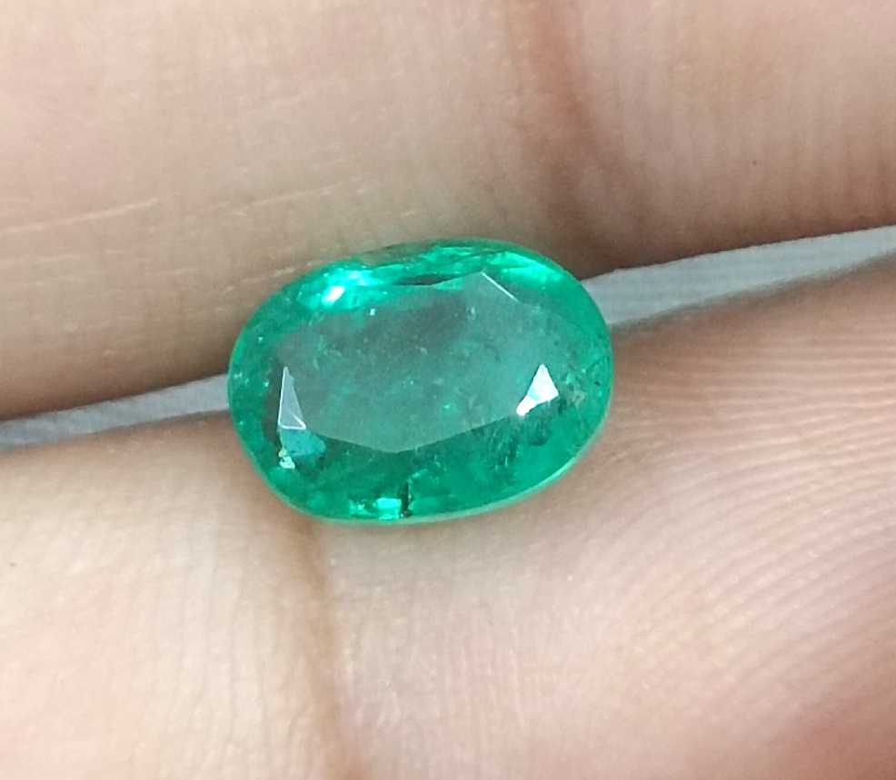 1.87ct GSI Certified Medium Deep Green Oval Cut Zambian Emerald 