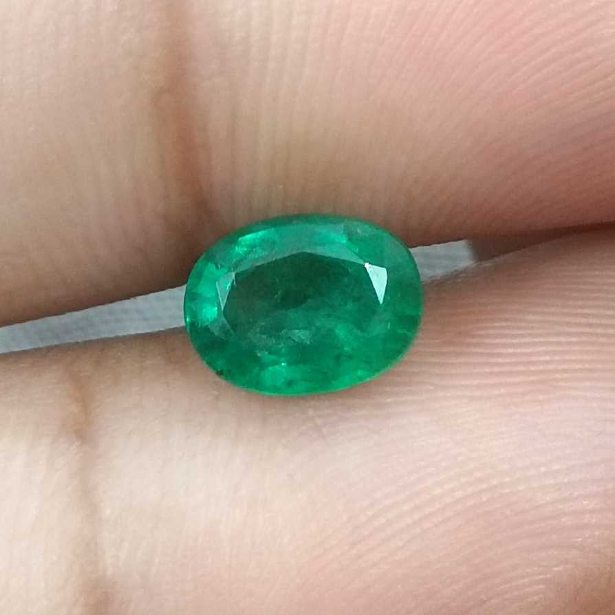 1.33ct GSI USA Certified Deep Green Oval Cut Zambian Emerald /