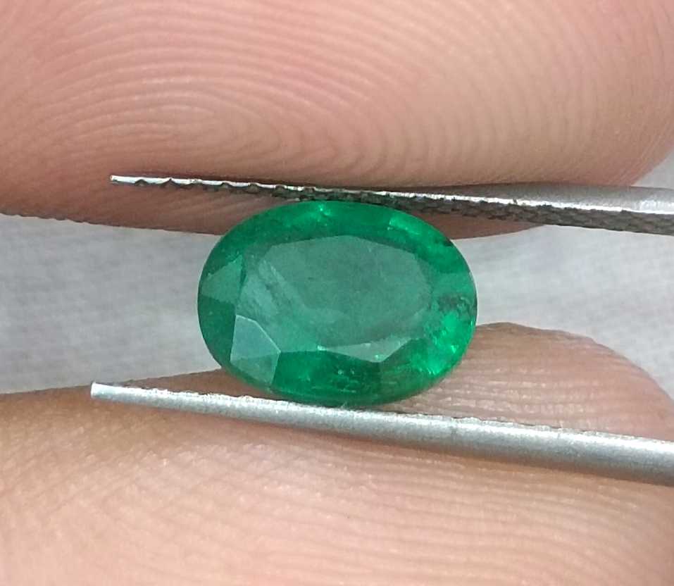 1.33ct GSI USA Certified Deep Green Oval Cut Zambian Emerald 