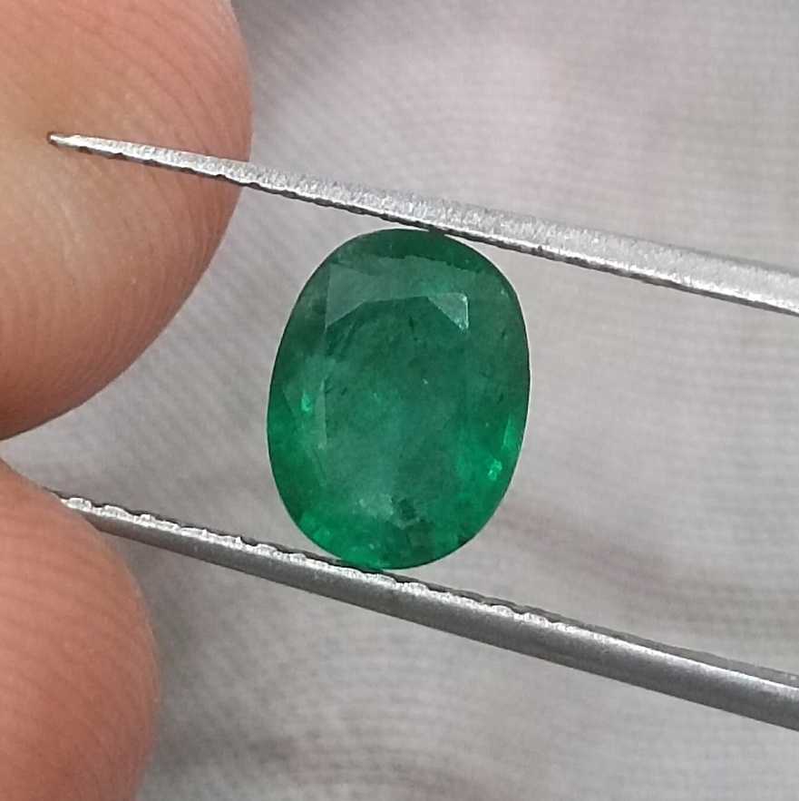 1.33ct GSI USA Certified Deep Green Oval Cut Zambian Emerald 