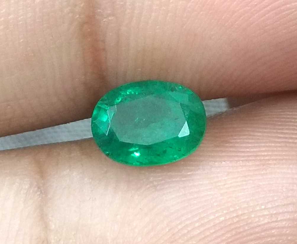 1.33ct GSI USA Certified Deep Green Oval Cut Zambian Emerald 