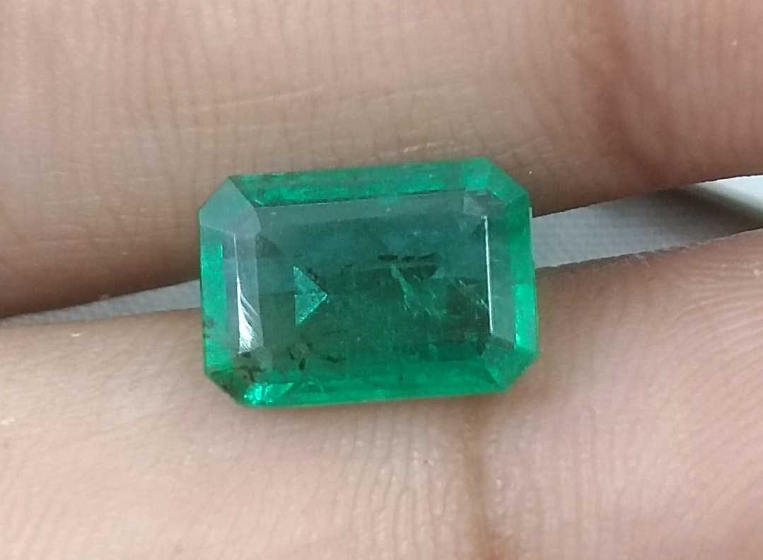 2.73ct GSI USA certified medium deep spring green octagon Zambian emerald