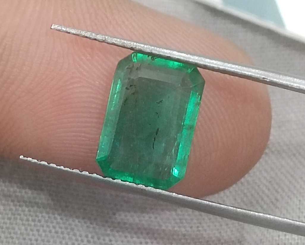 2.73ct GSI USA certified medium deep spring green octagon Zambian emerald