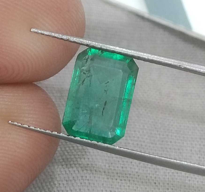 2.73ct GSI USA certified medium deep spring green octagon Zambian emerald