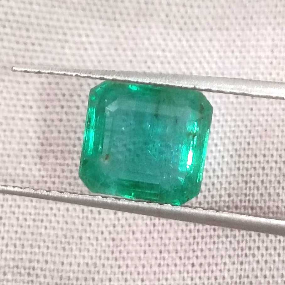 2.67 carat GSI certified octagon cut medium deep green Zambian emerald gemstone /