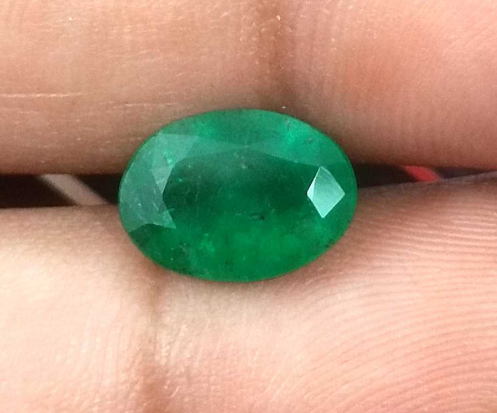 2.41ct GSI certified deep green oval cut Zambian emerald 