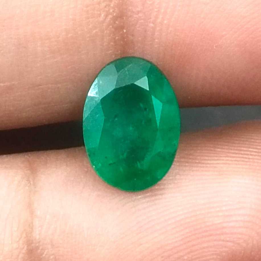2.41ct GSI certified deep green oval cut Zambian emerald 