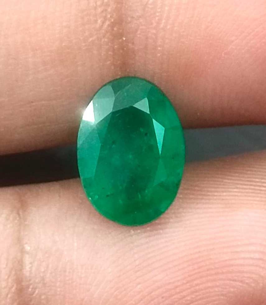2.41ct GSI certified deep green oval cut Zambian emerald 