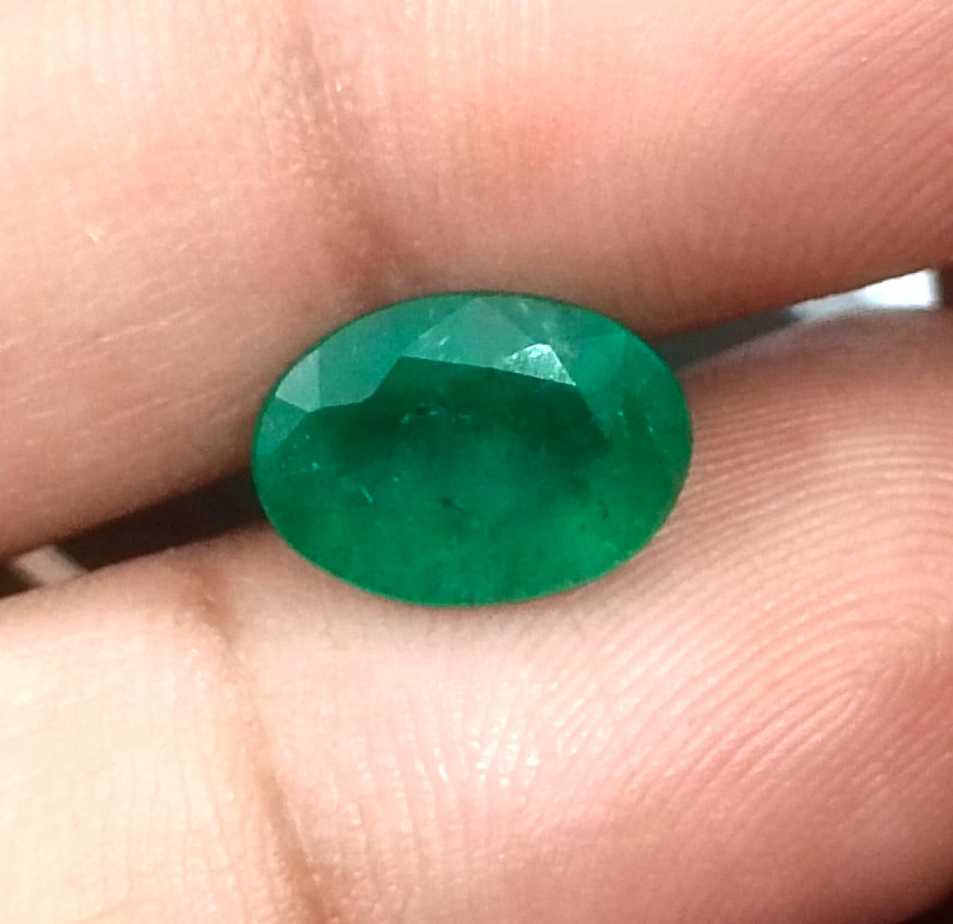 2.41ct GSI certified deep green oval cut Zambian emerald 