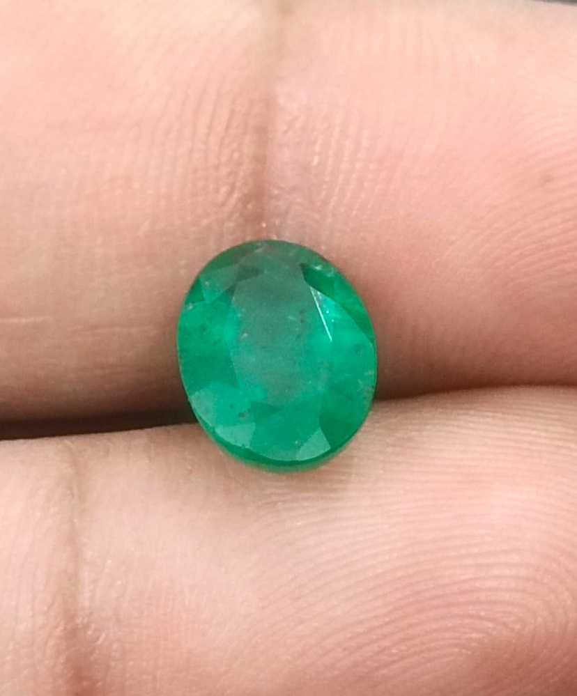 2.41ct GSI certified deep green oval cut Zambian emerald 