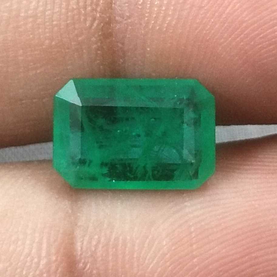 2.87ct GSI certified medium green emerald cut Zambian emerald /