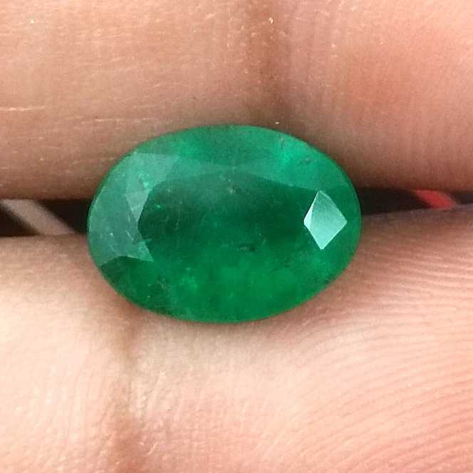 2.41ct GSI certified deep green oval cut Zambian emerald /
